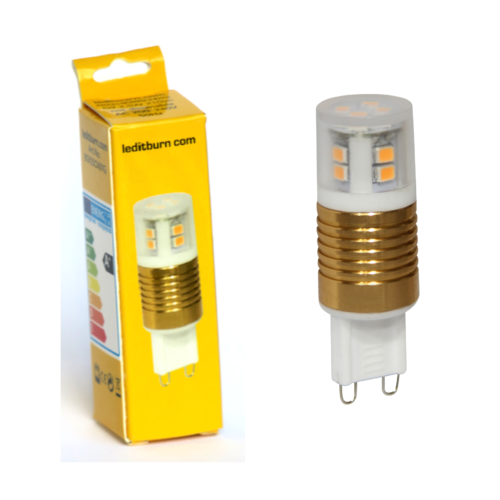 LEDitburn G9 LED Cylinder GOLD 2.5 Watt (equals 20W) A+ 210lm warm white 240V not dimmable