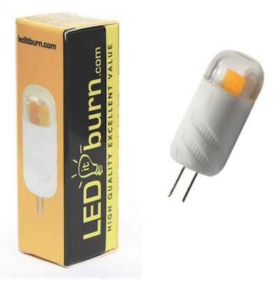LEDitburn G9 LED Cylinder WHITE 2 Watt (equals 20W) A++ 200lm COB warm white AC/DC12V not dimmable