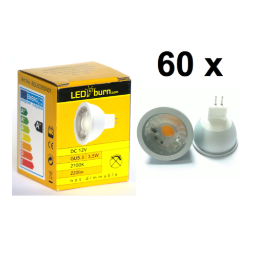 LEDitburn 60 PCS SUPERPACK GU5.3 LED Spot 3.5 Watt A+ 220lm warm white 240V not dimmable
