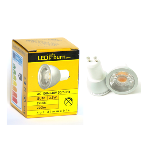 LEDitburn GU10 LED Spot 3,5 Watt (ersetzt 20W) A+ 220lm warmweiß 240V nicht dimmbar
