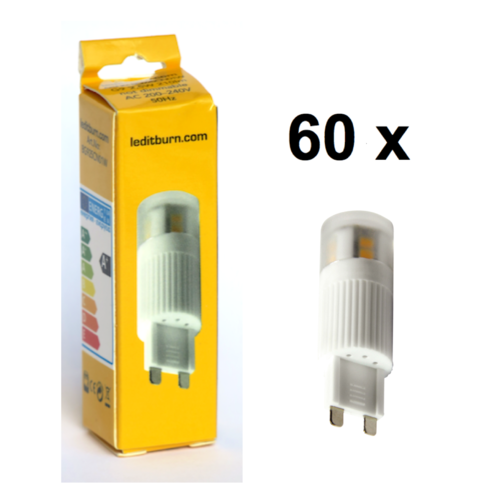 LEDitburn 60er SUPERPACK G9 LED Cylinder WEISS 2,5 Watt A+ 210lm warmweiß 240V nicht dimmb.